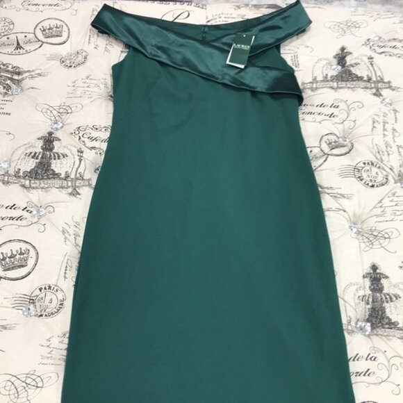 Ralph Lauren Silk Sleeveless Off Shoulder Cocktail - Picture 3 of 8